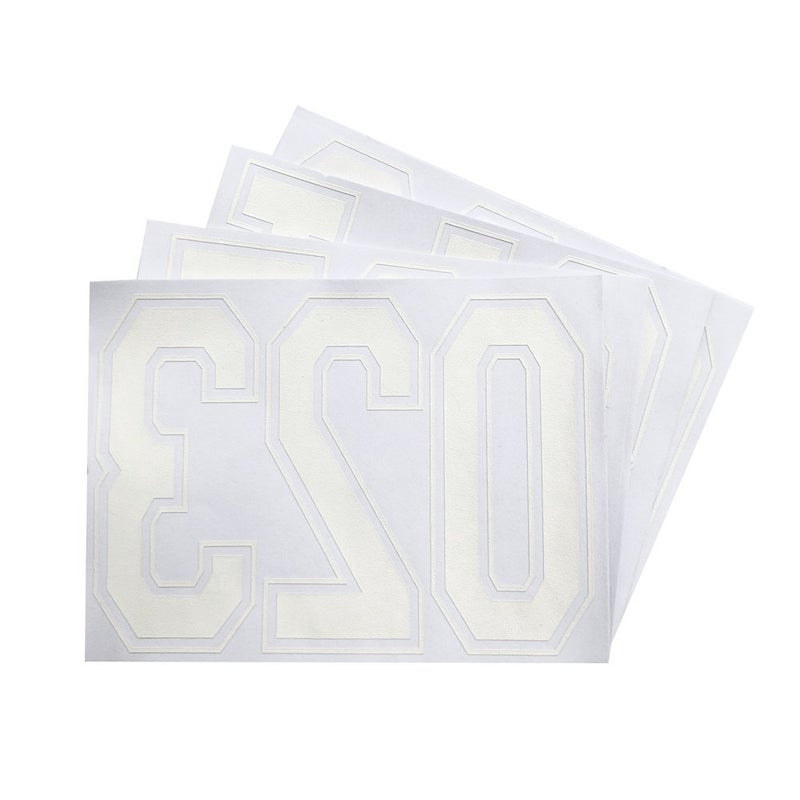 Magfok Iron on 8 Inch White Transfer Flock Numbers for Clothing  4 Sheet (White) - Image 1